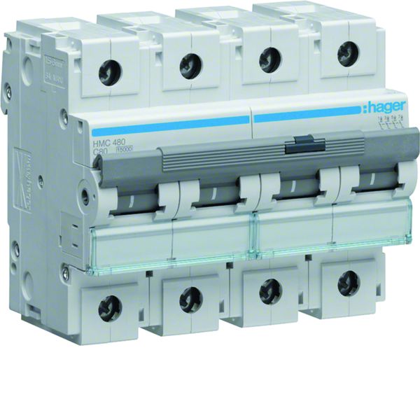 Disjoncteur 80A 4P 15kA Courbe C 6modules HMC480