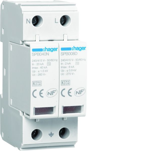 Parafoudre de type 2 Imax 8kA 2P 2modules SPB208D