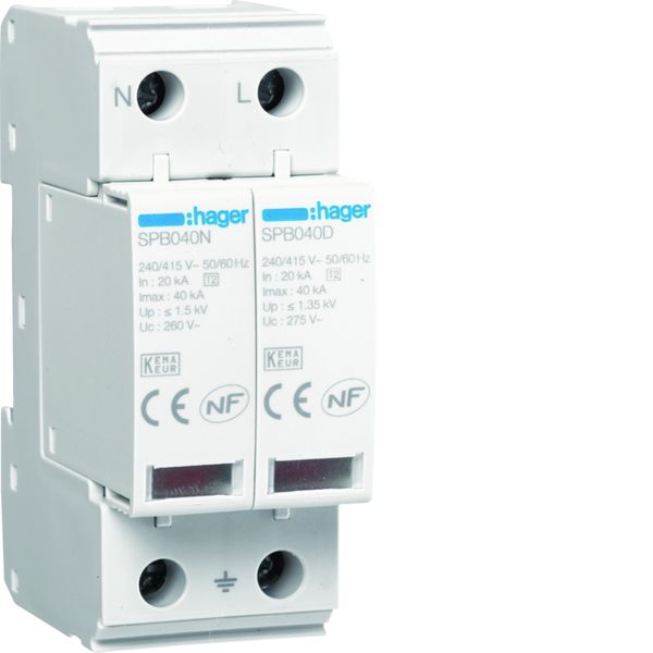 Parafoudre de type 2 Imax 40kA 2P 2modules avec auxiliaire de contact SPB240R
