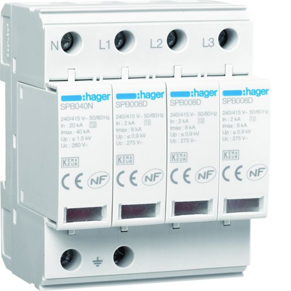 Parafoudre de type 2 Imax 8kA 4P 4modules SPB408D