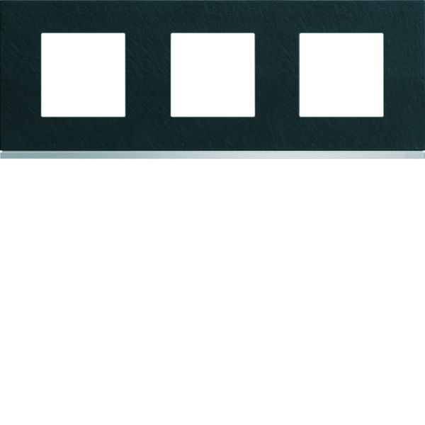 Plaque de finition Gallery 3 postes horizontale ?Dark rock entraxe 71 mm WXP4413