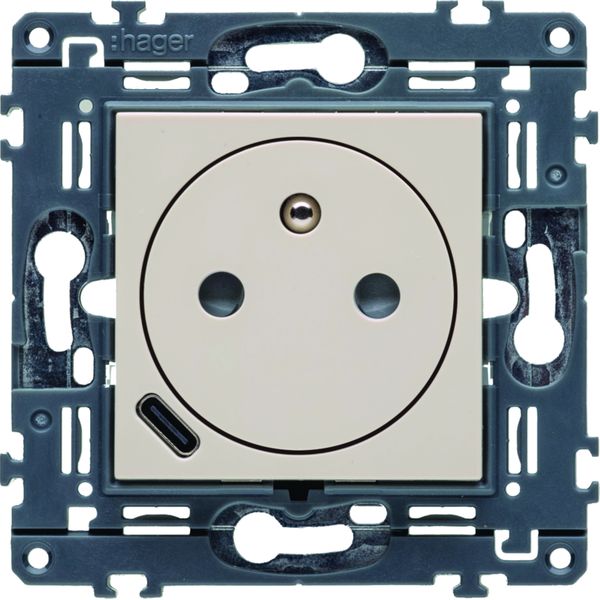 Prise de courant affleurante Gallery 2P+T avec USB-C Dune WXF114D