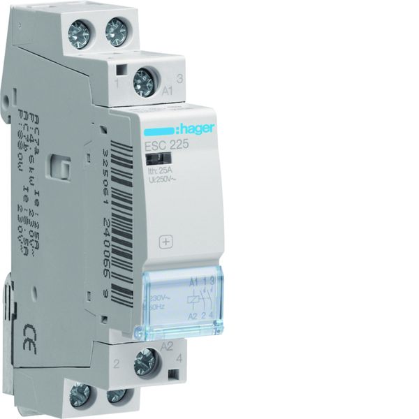 Contacteur 25A, 2F, 230V 1 module ESC225