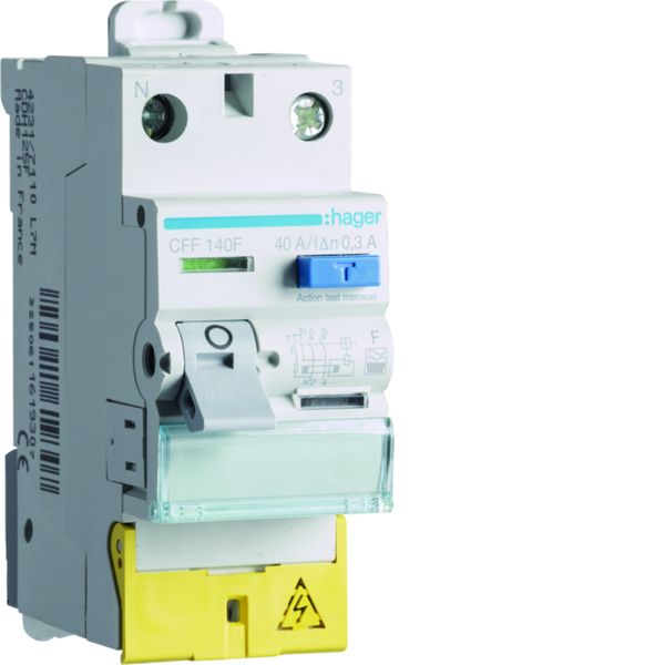 Interrupteur différentiel 40A 300mA 1P+N type F à bornes décalées CFF140F