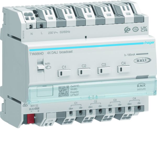 Passerelle 1 voie DALI2/KNX RGBW + variation de blanc broadcast easy/ETS TYAS664D
