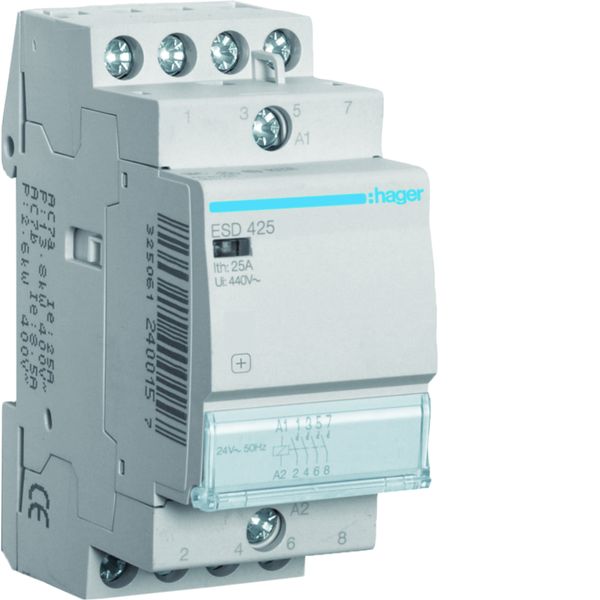 Contacteur sans commande manuelle 25A, 4F, 24V ESD425