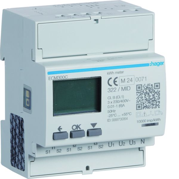 Compteur d'énergie monophasé 80A communiquant M-BUS certifié MID ECM300C