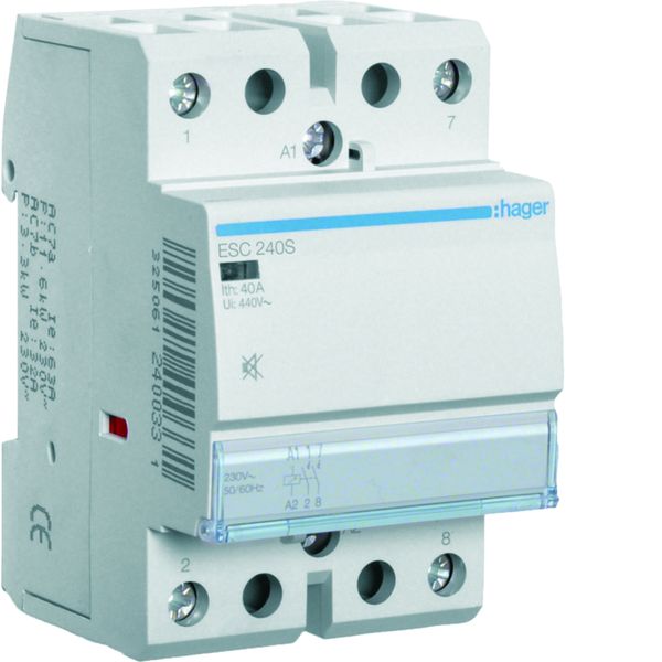Contacteur silencieux sans commande manuelle 40A, 2F, 230V ESC240S