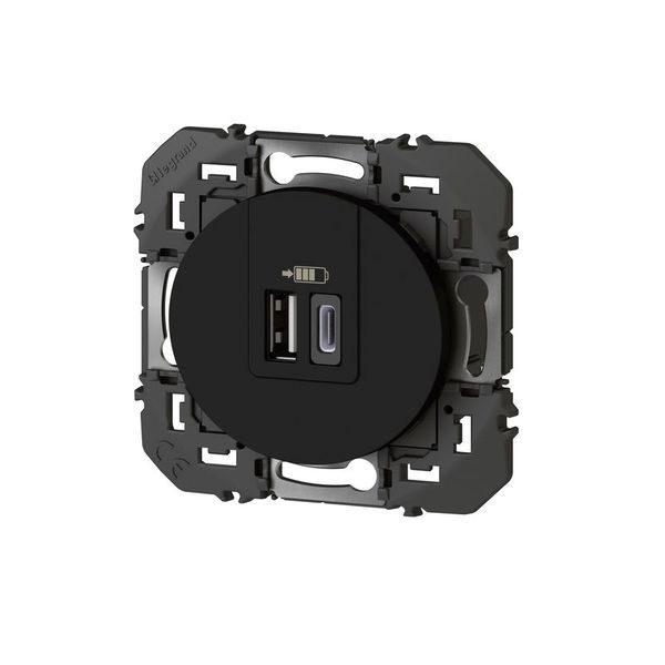 Double Chargeur Usb 1 Typea + 1 Typec Dooxie 3A Finition Noi legrand 095288