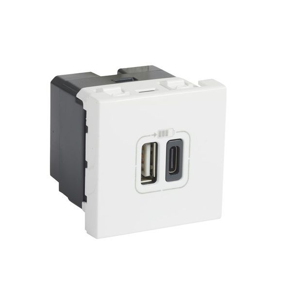 Chargeur 2 Usb Mosaic Type-A + Type-C 3A 15W 2 Modules Bla legrand 077592