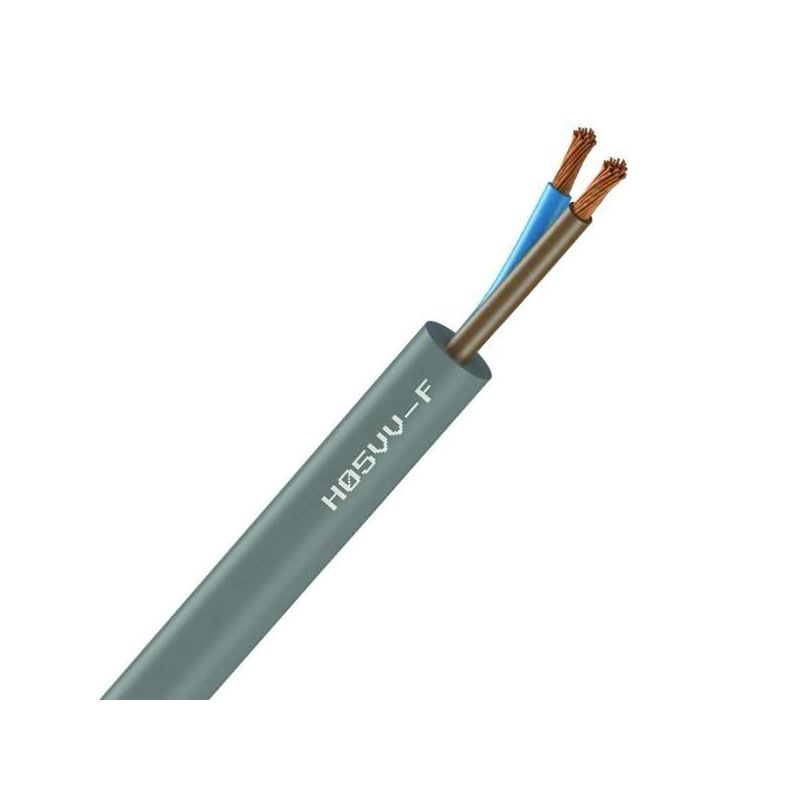 Câble Électrique Souple H05 VV-F Gris 2X0.75 mm² - Couronne De 50M