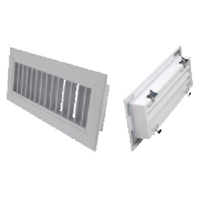 Grille dble défl. clips alu blc 300x100 