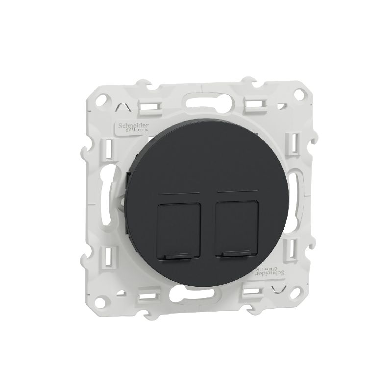 Odace, prise double RJ45 Anthracite, sans connecte S540410