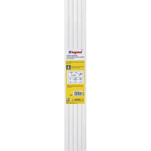 [LEG200891] Lot 5 Moulures 20X12.5 Sans Cloison legrand 200891