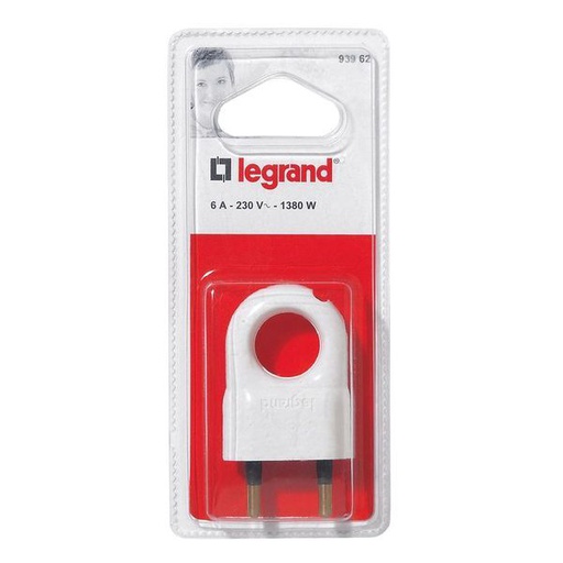 [LEG093962] Fiche 2P 6A Anneau Plastique Blanc legrand 093962