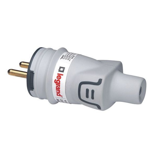 [LEG093828] Fiche Mâle Avec Terre Plexo Plastique Ip44 Gris legrand 093828