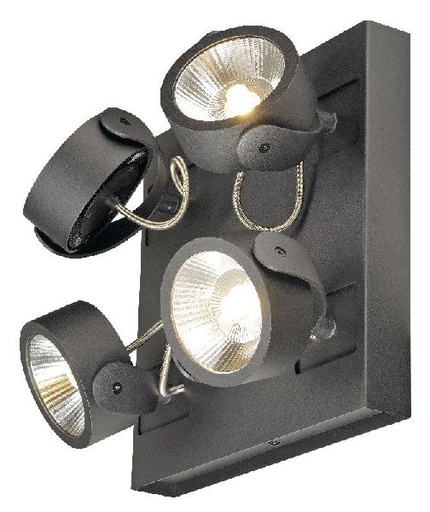 [DC1000135] KALU, applique/plafonnier, carré, noir, quad, LED 60W, 3000K, 60° 1000135