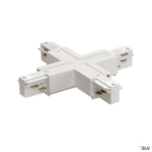 [DC1001522] EUTRAC®, connecteur en X, intérieur, pour rail 3 allumages en saillie, blanc 1001522