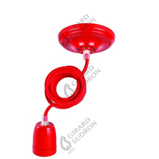 [GS187561] Suspension douille e27 et pavillon cramique rouge 187561