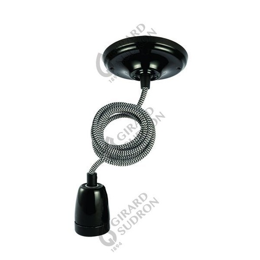 [GS187562] Suspension douille e27 et pavillon cramique noire 187562