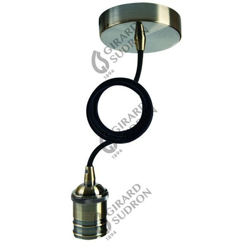 [GS241606] Suspension douille e27 filete et pavillon mtal gri 241606