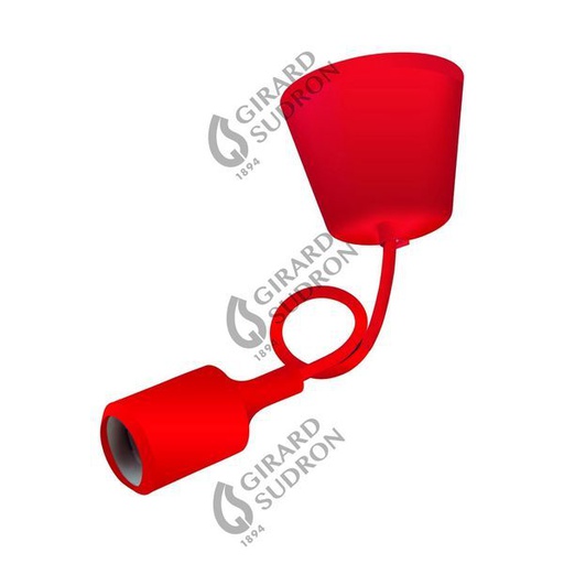 [GS241878] Suspension douille e27 et pavillon silicone rouge 241878