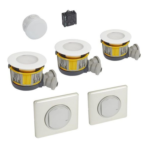 [LEG088552] Kit 3 Spots Dimmable Modul'Up + Micromodule + 2 Cdes Céliane legrand 088552