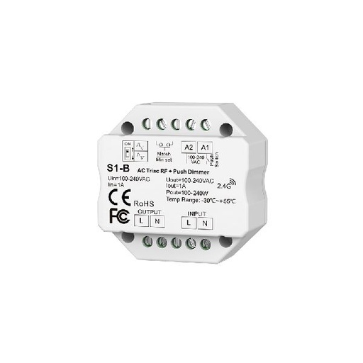 [OPT-6363] Ac Triac Rf Dimmer S1-B 100-240Vac Rf2.4G 1A*1Ch 110W/220W(110V/220V) 6363