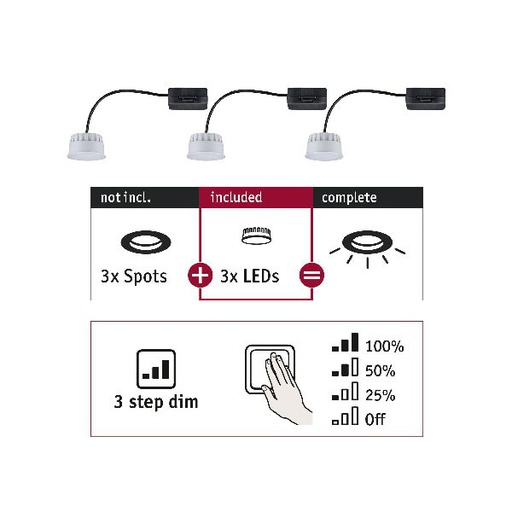 [PAU92473] ENC Choose Coin x3 3-Step-Dim 3x6W 470lm 2700K 230V 51mm