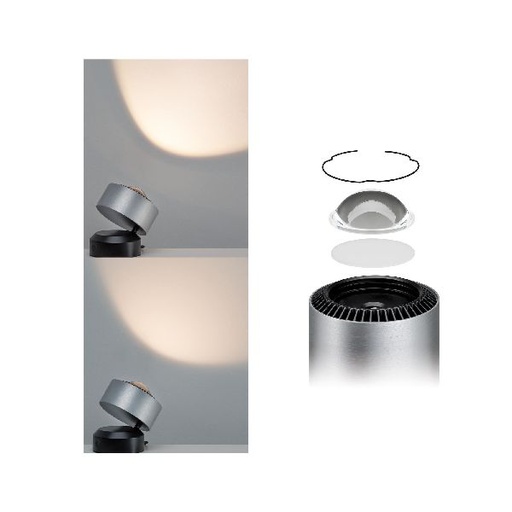 [PAU79718] L à poser Lento grad LED 1x3,5W Noir/Alu brossé 230V aluminium