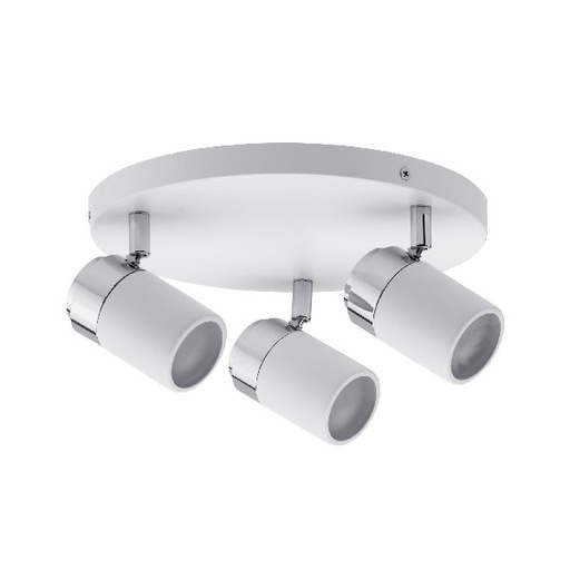 [PAU66712] Plafonnier à Spots Zyli IP44 Max. 3x10W GU10 Blanc/chrome 230V métal