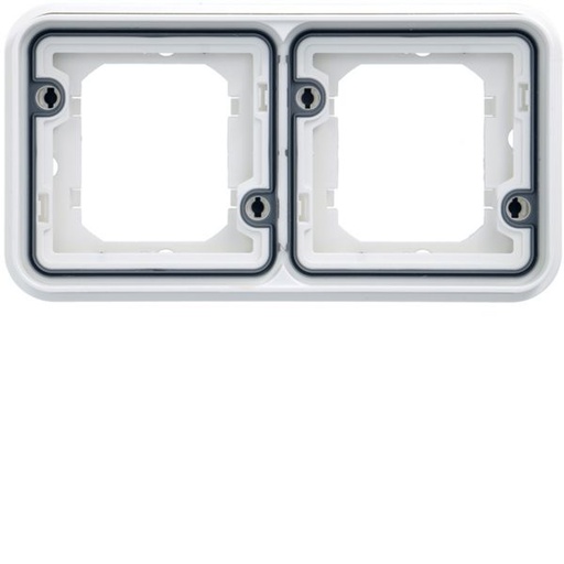 [HAG-WNA402B] Support double étanche Cubyko pour montage encastré horizontal, IP55, Blanc WNA402B