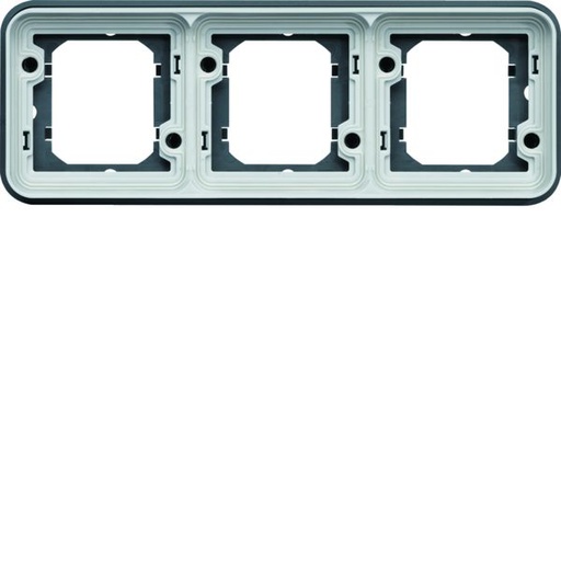 [HAG-WNA403] Support triple étanche Cubyko pour montage encastré horizontal, IP55, Gris WNA403