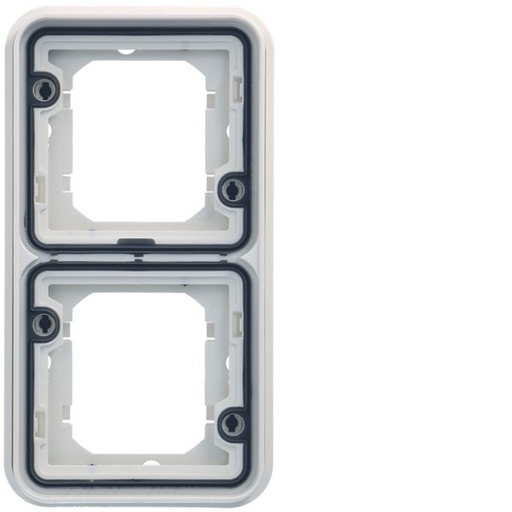 [HAG-WNA408B] Support double étanche Cubyko pour montage encastré vertical, IP55, Blanc WNA408B