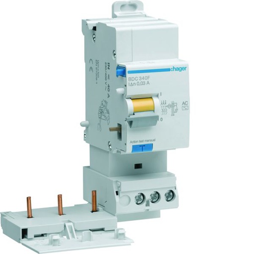[HAG-BDC340F] Bloc différentiel 40A 30mA 3P type AC à bornes décalées BDC340F