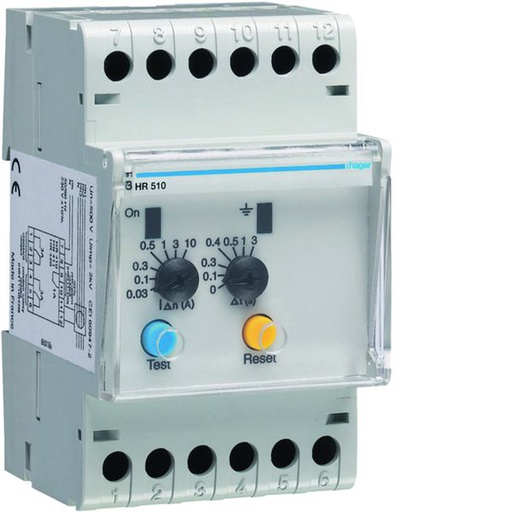[HAG-HR510] Relais différentiel type A 0.03-10A temporisé sensibilité réglable HR510