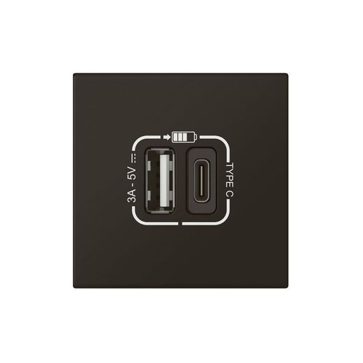 [LEG079193L] Chargeur Usb Double Mosaic Link 2M Type A+C Noir legrand 079193L