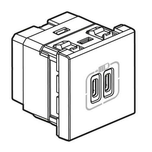 [LEG079390] Chargeur 2 Usb Type-C 3A 15W Mosaic 2 Modules Alu legrand 079390