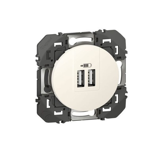 [LEG600343] Double Chargeur Usb Type-A Dooxie 2,4A Finition Blanc legrand 600343