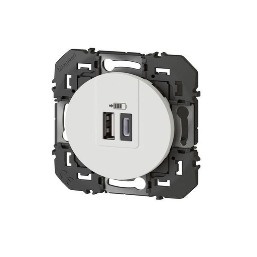[LEG600349] Double Chargeur Usb 1 Type-A + 1 Type-C Dooxie 3A Finition B legrand 600349
