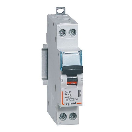 [LEG406776] Disjoncteur Dnx³ 4500 Vis/Vis U+N 230V~ 25A 4,5Ka Co legrand 406776