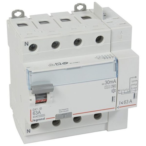 [LEG411659] Inter Diff Dx³-Id Vis/Auto 4P 400V~ 63A -Type F- 30M legrand 411659
