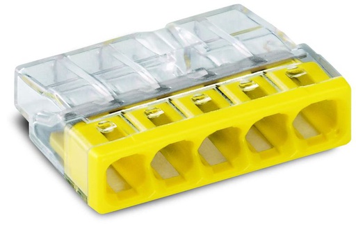 [WAG2273-205] Borne wago 2273 - 5 x 0,5 à 2,5mm2 transparent / jaune - Wago 2273-205