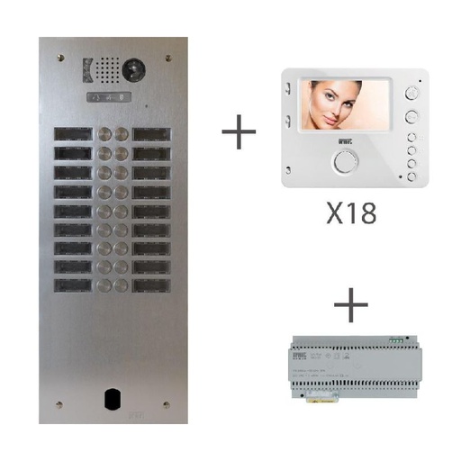 [URMKV83/218] Kit Video Alu 2R 18 Bp 2 Voice Programmé Urmet KV83/218