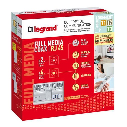 [LEG093076] Coffret De Communication Full Media Coax / Rj45 Pour T1 À T3 legrand 093076