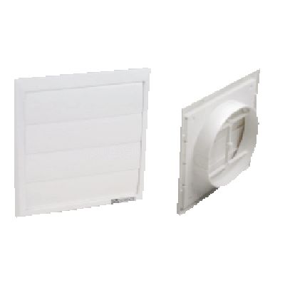 [AX-GVP160] Grille with white grav shutters ø150/160 - GVP160